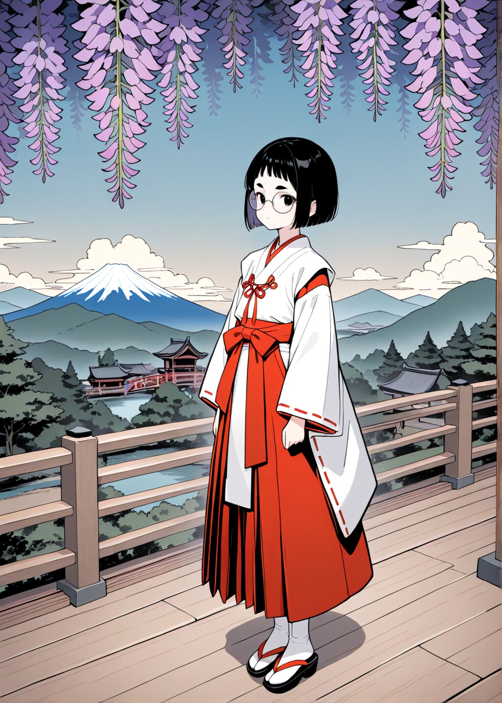 和めがねちゃんの日本画