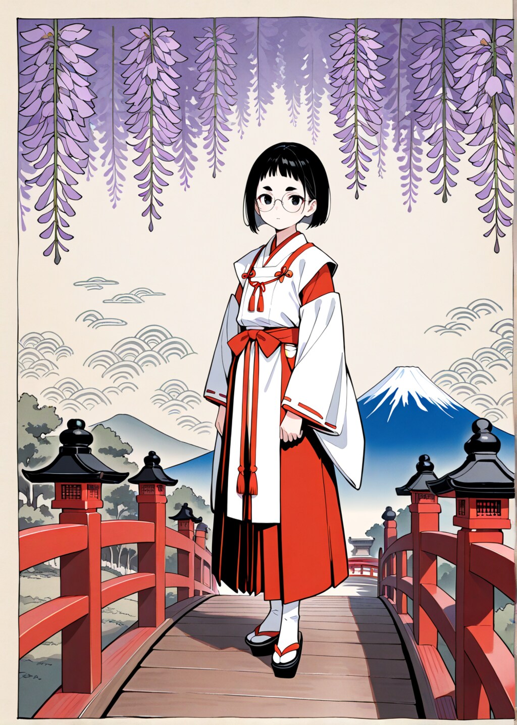 和めがねちゃんの日本画