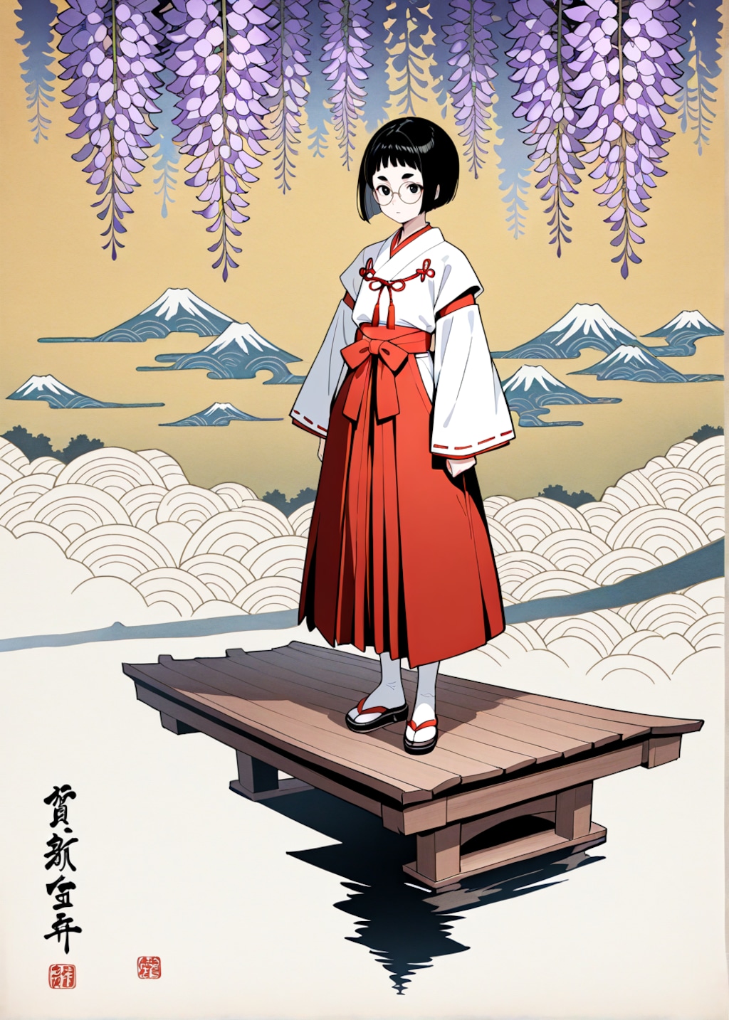 和めがねちゃんの日本画