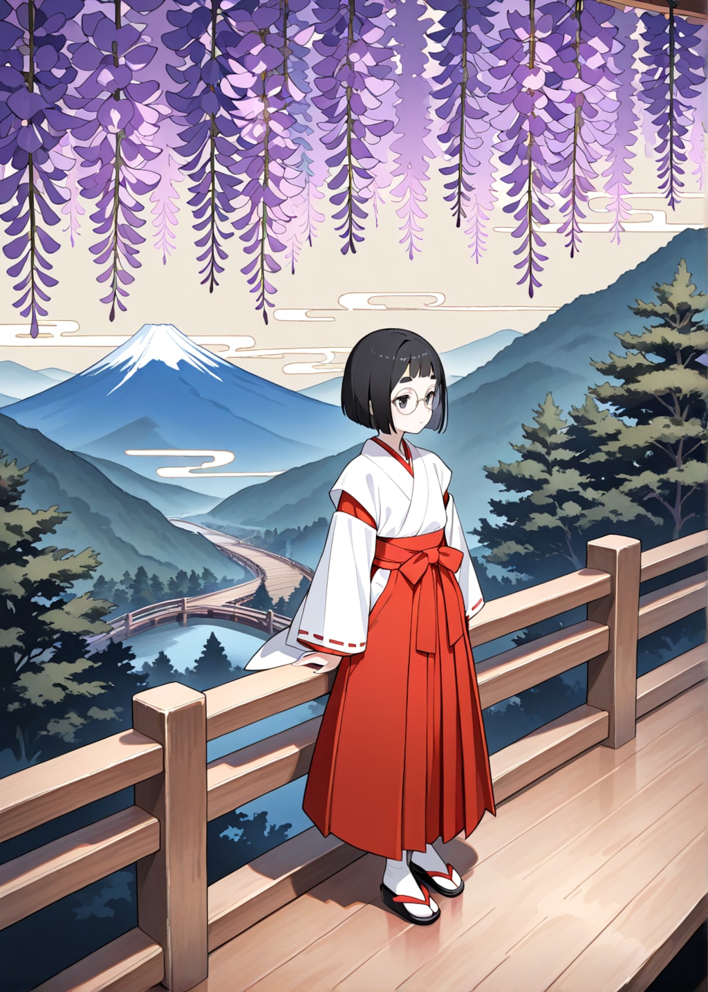 和めがねちゃんの日本画