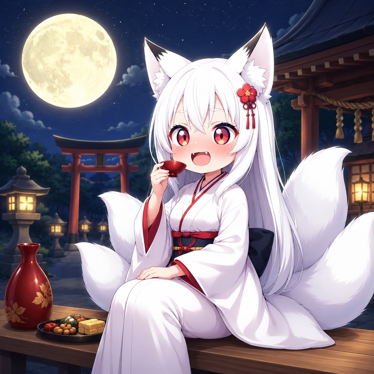 月見で一杯 | の人気AIイラスト・グラビア