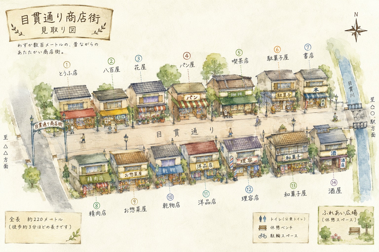 この街のメインストリートわずか数100メートル。
