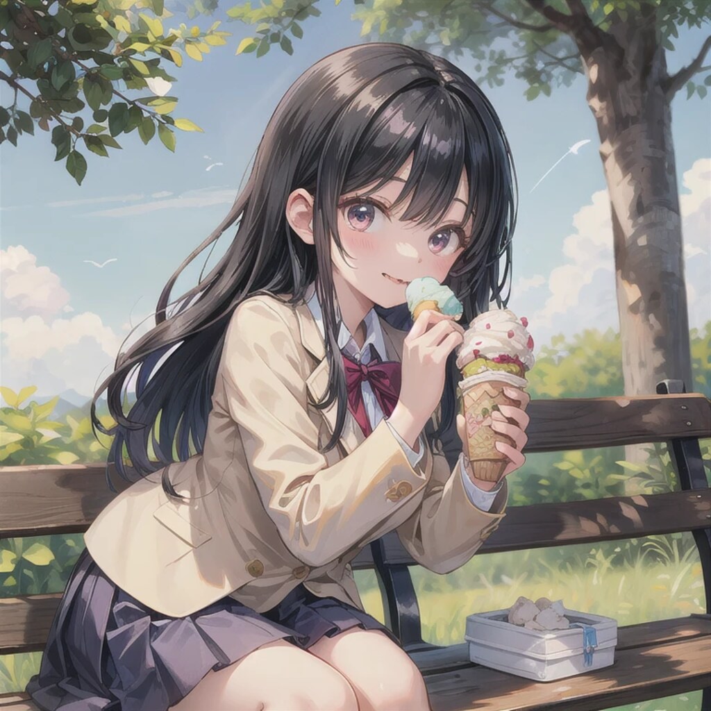 黒髪ロングでブレザーの少女８１