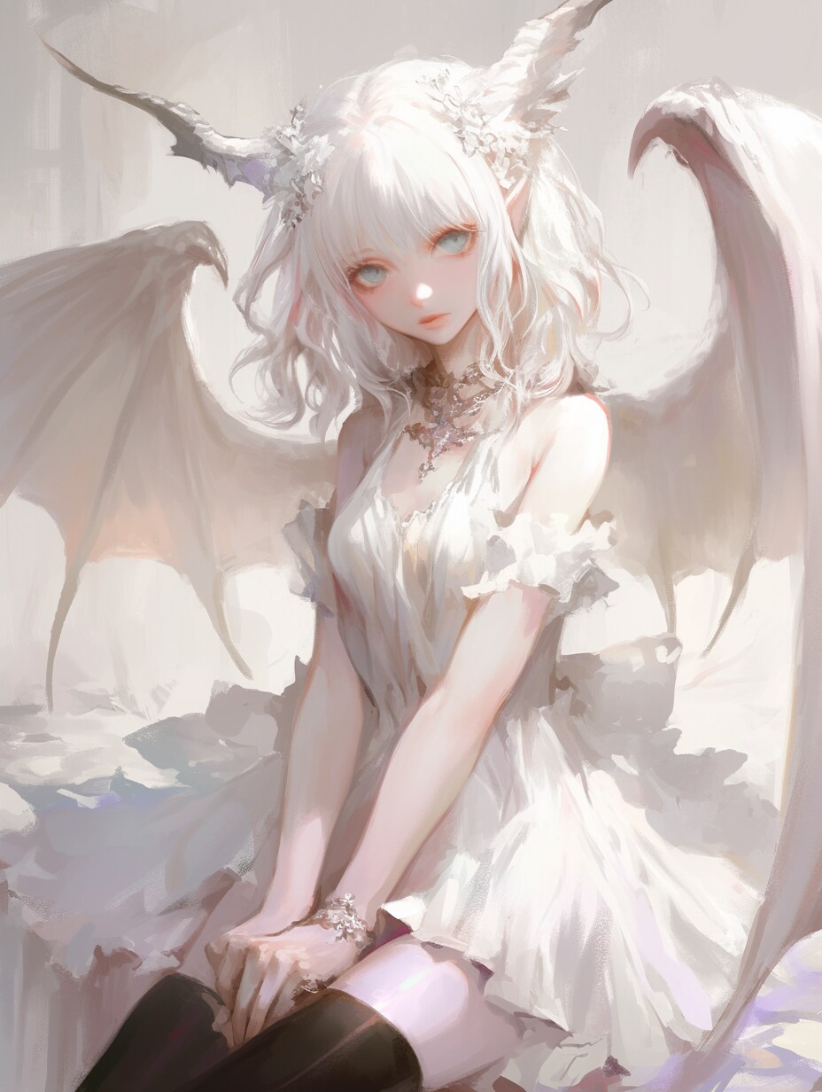 白いドラゴンの娘 | の人気AIイラスト・グラビア