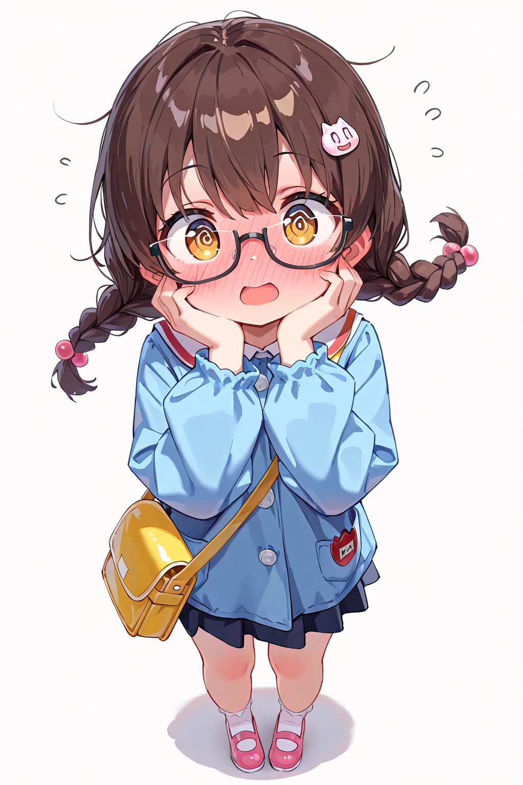 三つ編み眼鏡ちゃんが色んな恰好をさせられて恥ずかしがっているだけの画像