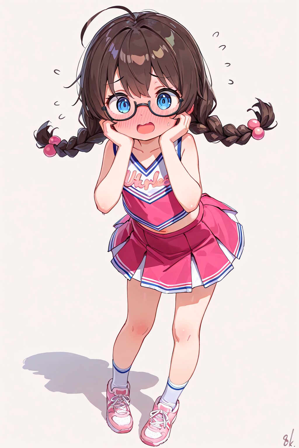 三つ編み眼鏡ちゃんが色んな恰好をさせられて恥ずかしがっているだけの画像