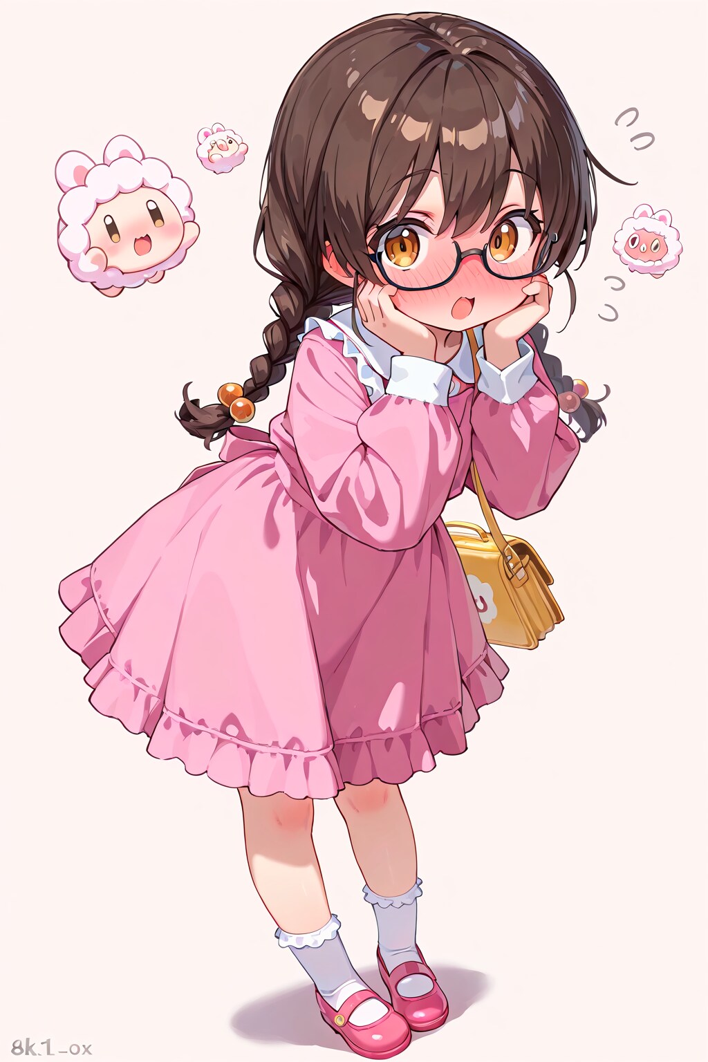 三つ編み眼鏡ちゃんが色んな恰好をさせられて恥ずかしがっているだけの画像