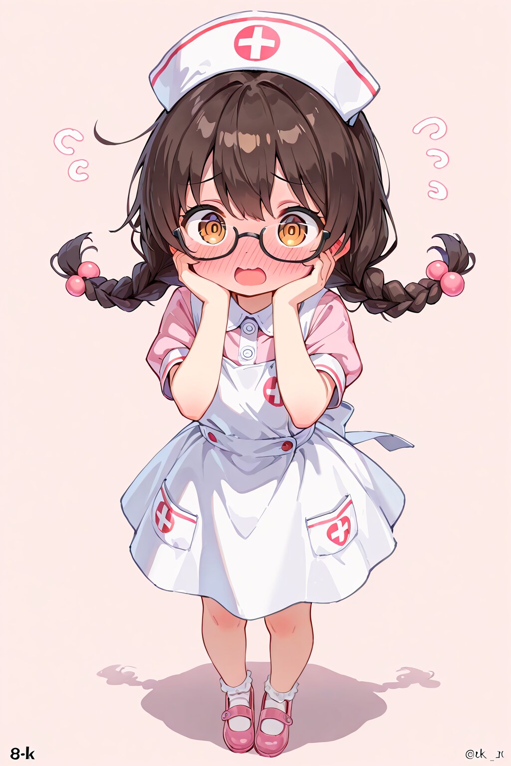 三つ編み眼鏡ちゃんが色んな恰好をさせられて恥ずかしがっているだけの画像 | の人気AIイラスト・グラビア