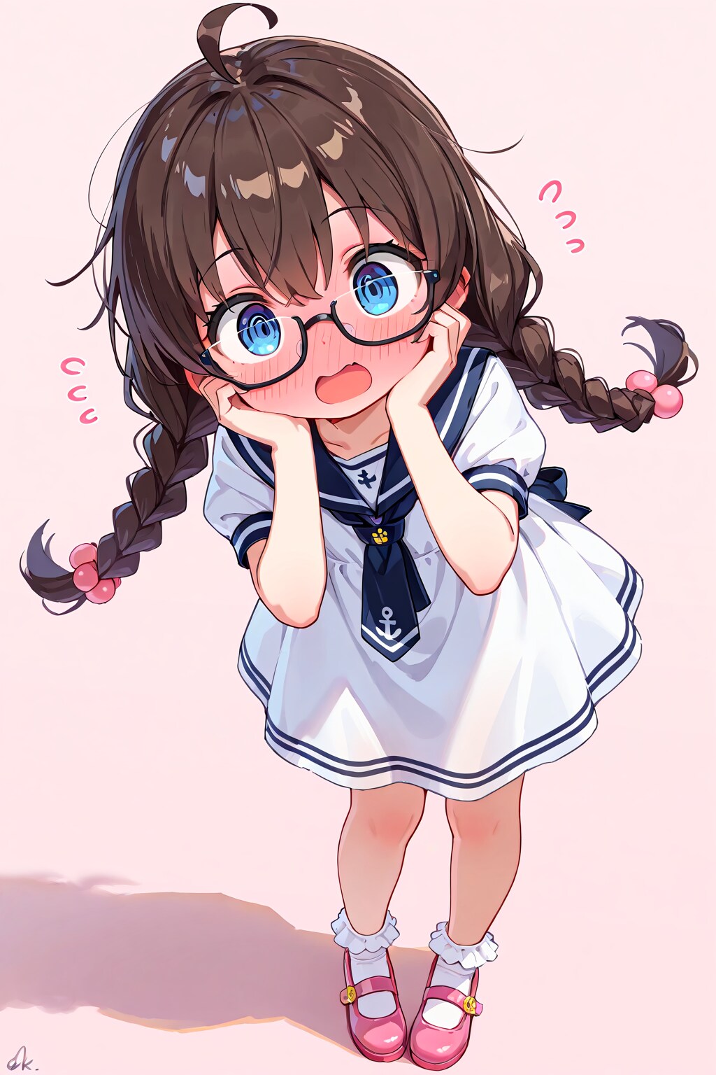 三つ編み眼鏡ちゃんが色んな恰好をさせられて恥ずかしがっているだけの画像