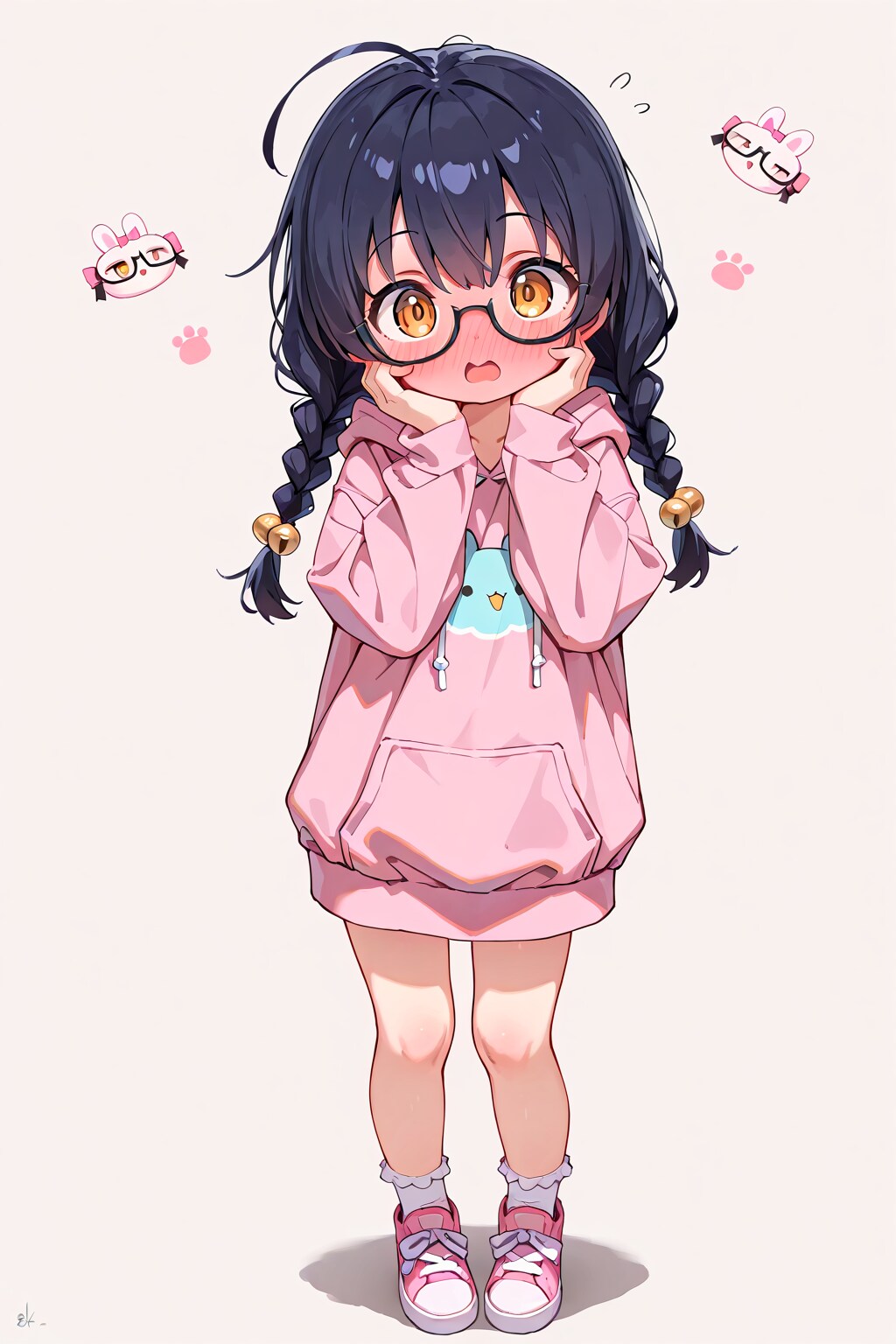 三つ編み眼鏡ちゃんが色んな恰好をさせられて恥ずかしがっているだけの画像