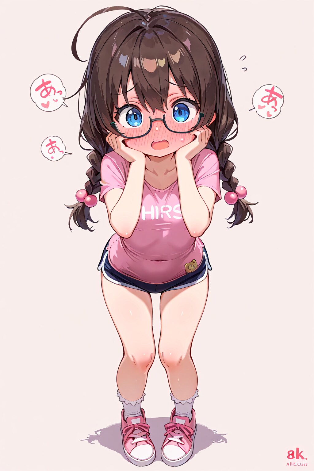 三つ編み眼鏡ちゃんが色んな恰好をさせられて恥ずかしがっているだけの画像