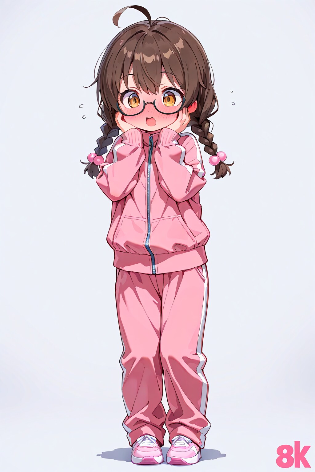 三つ編み眼鏡ちゃんが色んな恰好をさせられて恥ずかしがっているだけの画像