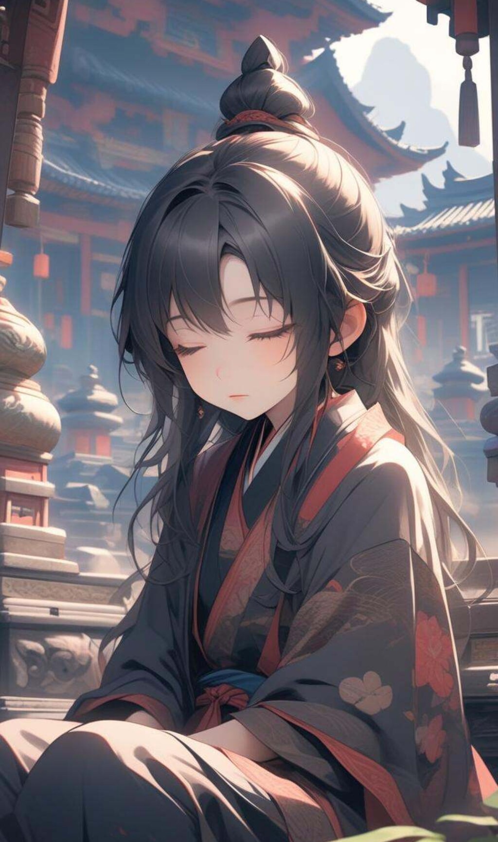 瞑想する小さな女の子