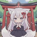 神社と狐耳の女の子 8枚目
