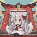 神社と狐耳の女の子 2枚目