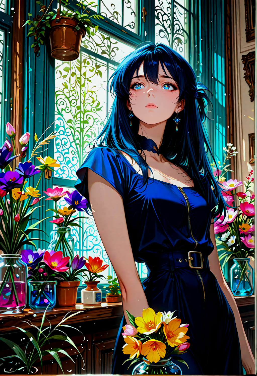 花と、紺碧のまなざし