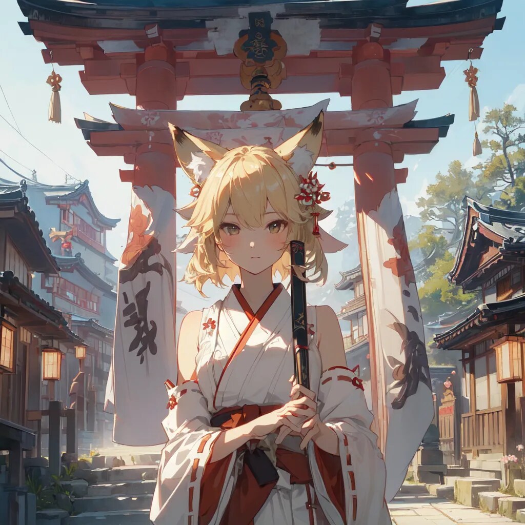 狐巫女 | の人気AIイラスト・グラビア