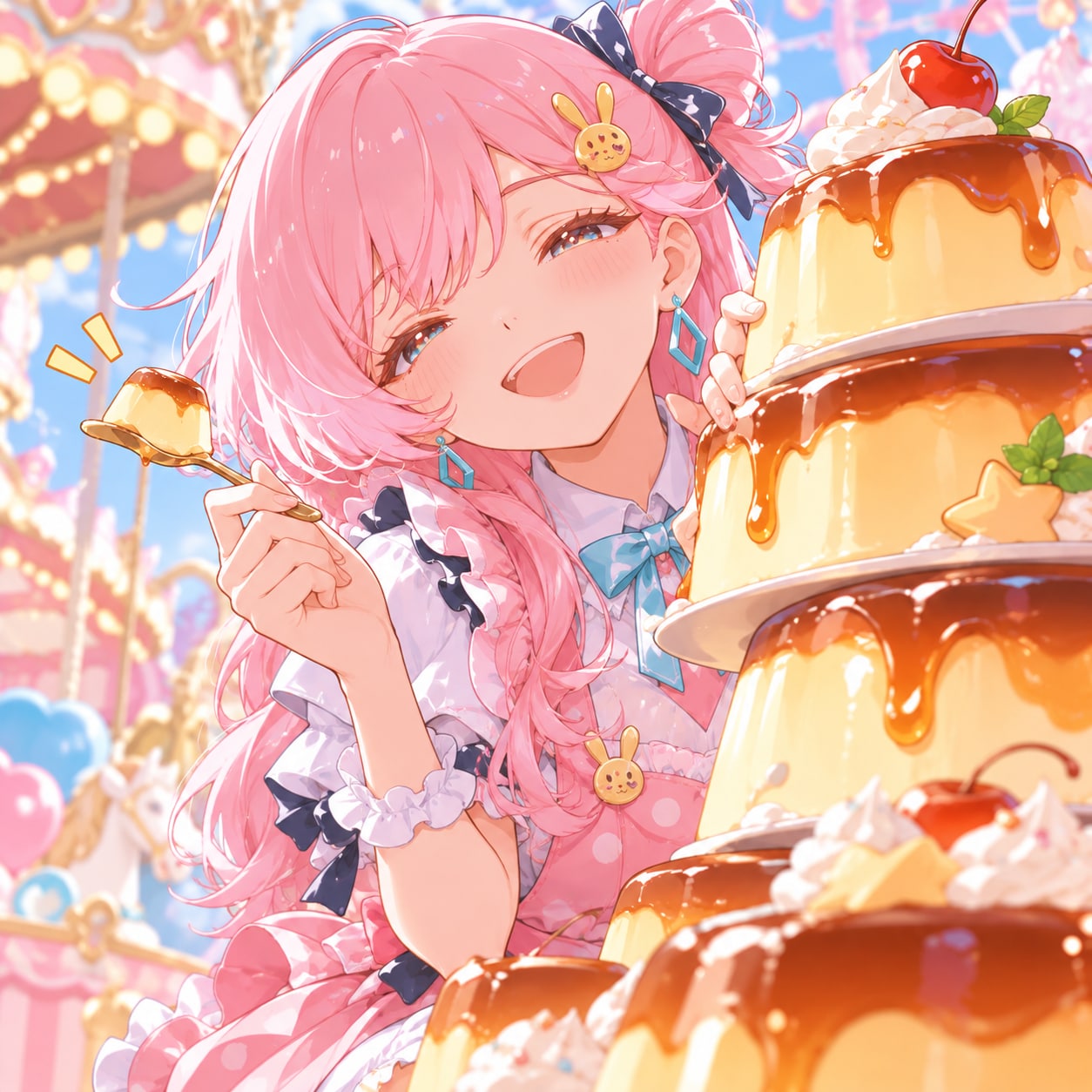 プリン遊園地にて（５）３時のアイドル　GPTimages2.5 | の人気AIイラスト・グラビア