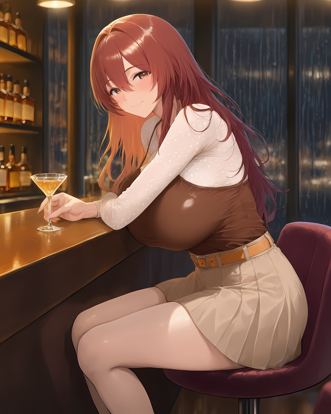 🍸雨の夜ディナー♡上品サテン＆シアーの大人ギャルStyle✨ | の人気AIイラスト・グラビア