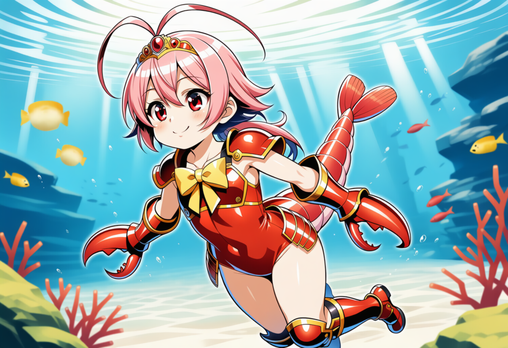 海を泳ぐエビ騎士さんご