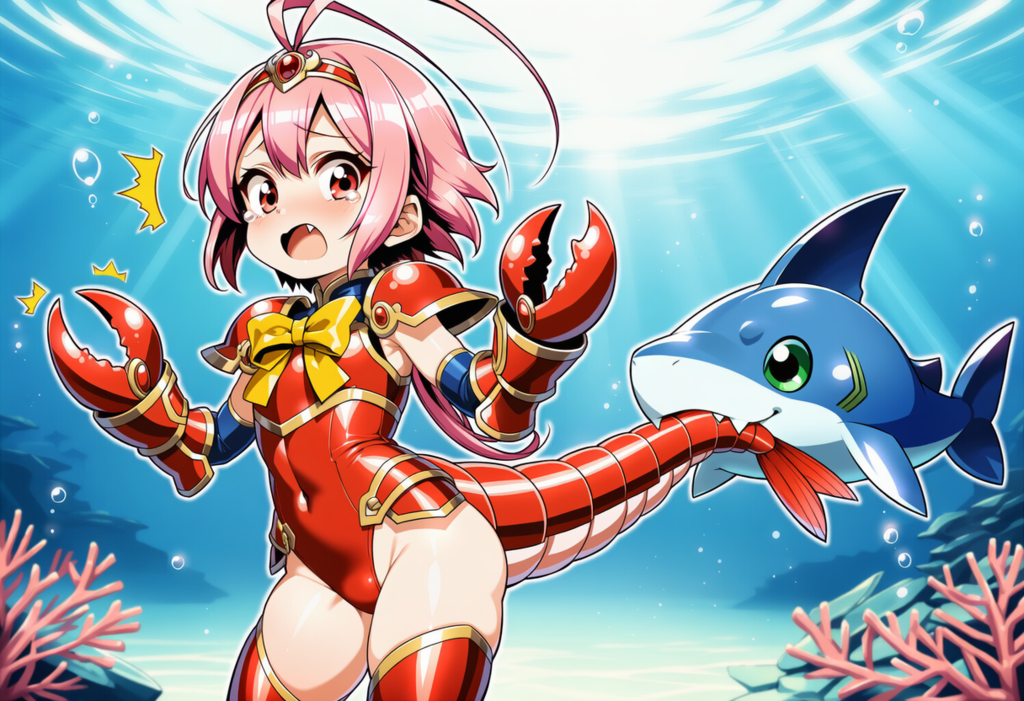 海を泳ぐエビ騎士さんご