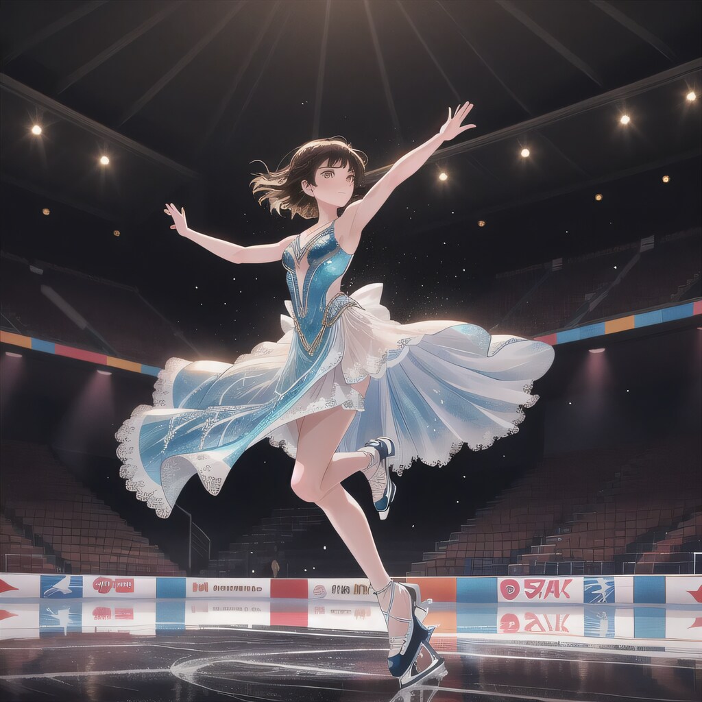 黒髪ボブでアイススケートの少女７