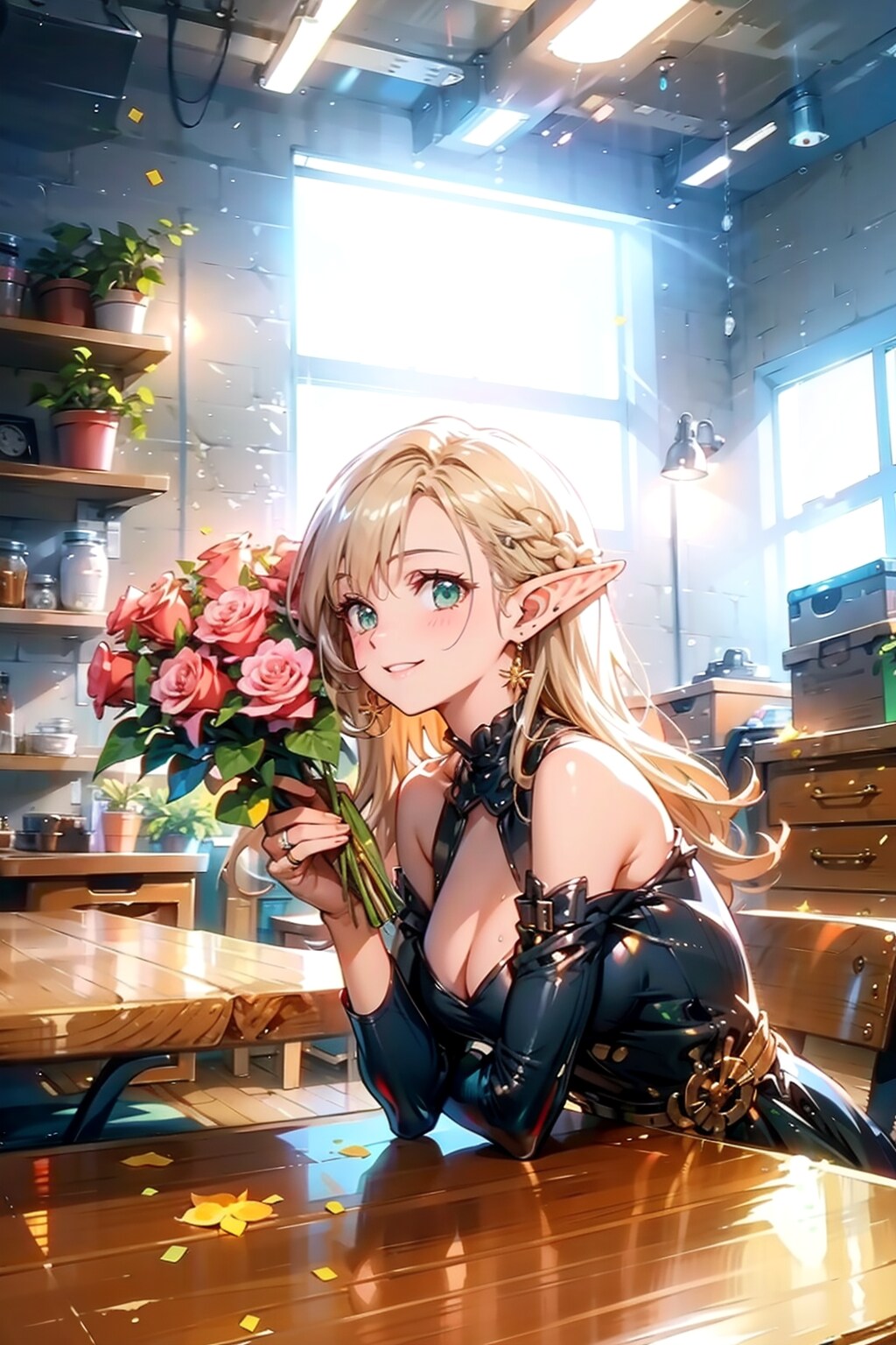 屈んでいるマリーネさん
