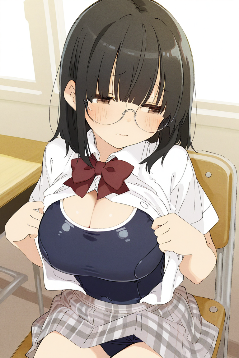 スクール水着を下に着てくるように言われている地味子ちゃん