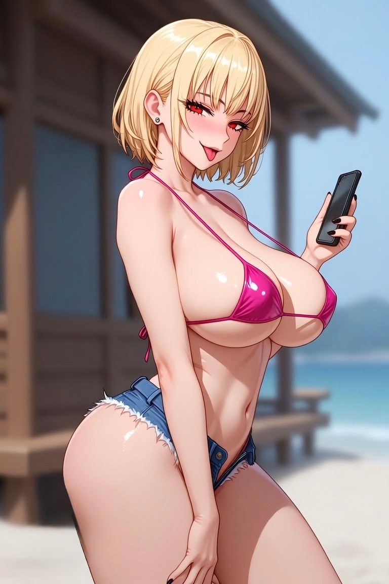 海でナンパ待ちのリナ様（※ただしイケメンに限る）