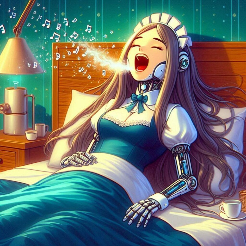 アクリル、寝癖がひどいライオン＆柴犬＆メイドロボ