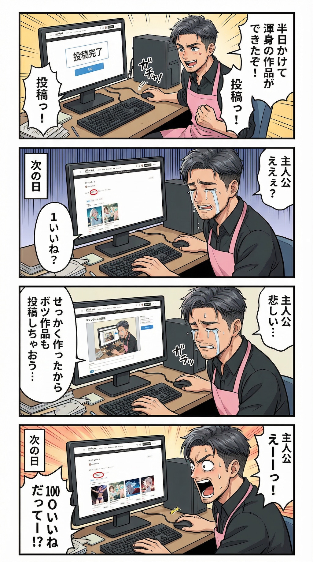 お粗末な内容の試作漫画。