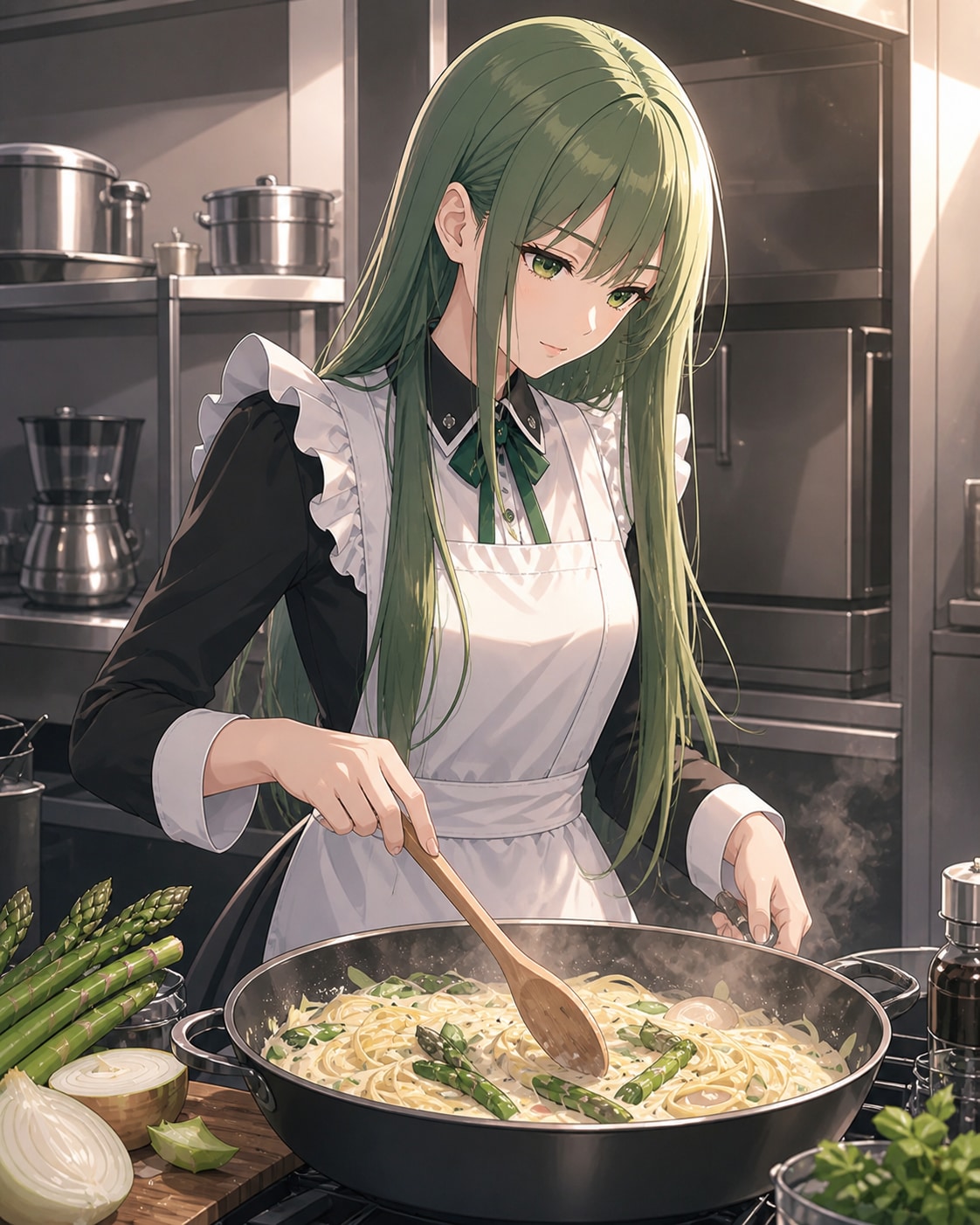 春野菜の優しいクリームパスタ | の人気AIイラスト・グラビア