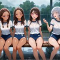 突然の雨が女子を濡らす 4枚目