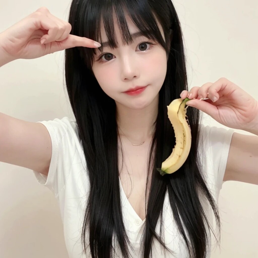 黒髪ロングでバナナの美女５３