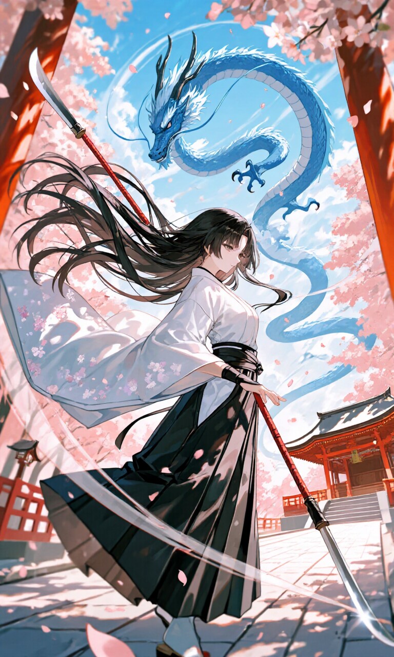 薙刀女子と青龍