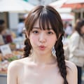 朝市で口笛を吹いて客寄せしている巨乳 3枚目