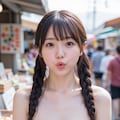 朝市で口笛を吹いて客寄せしている巨乳 2枚目