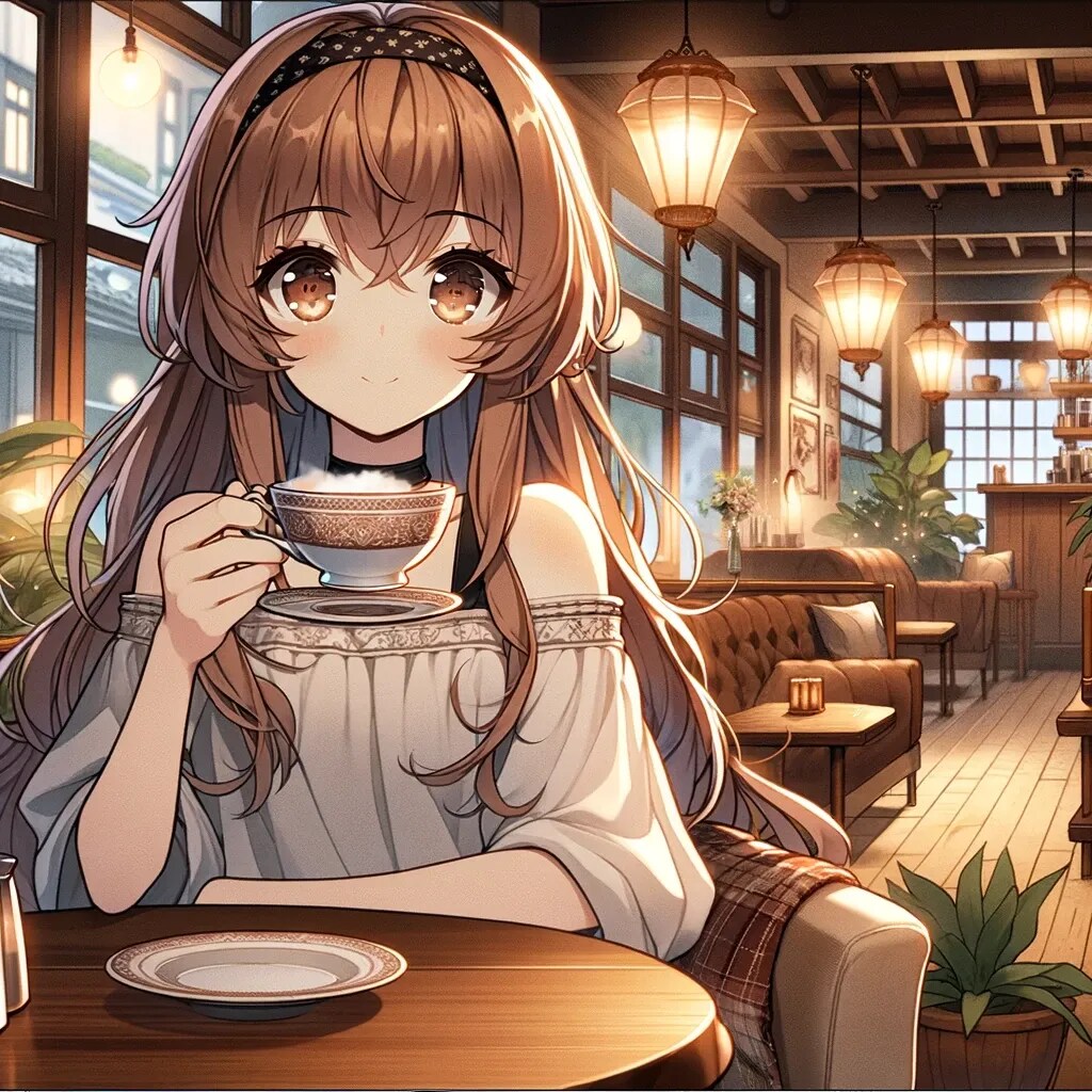 カフェでコーヒーを飲む