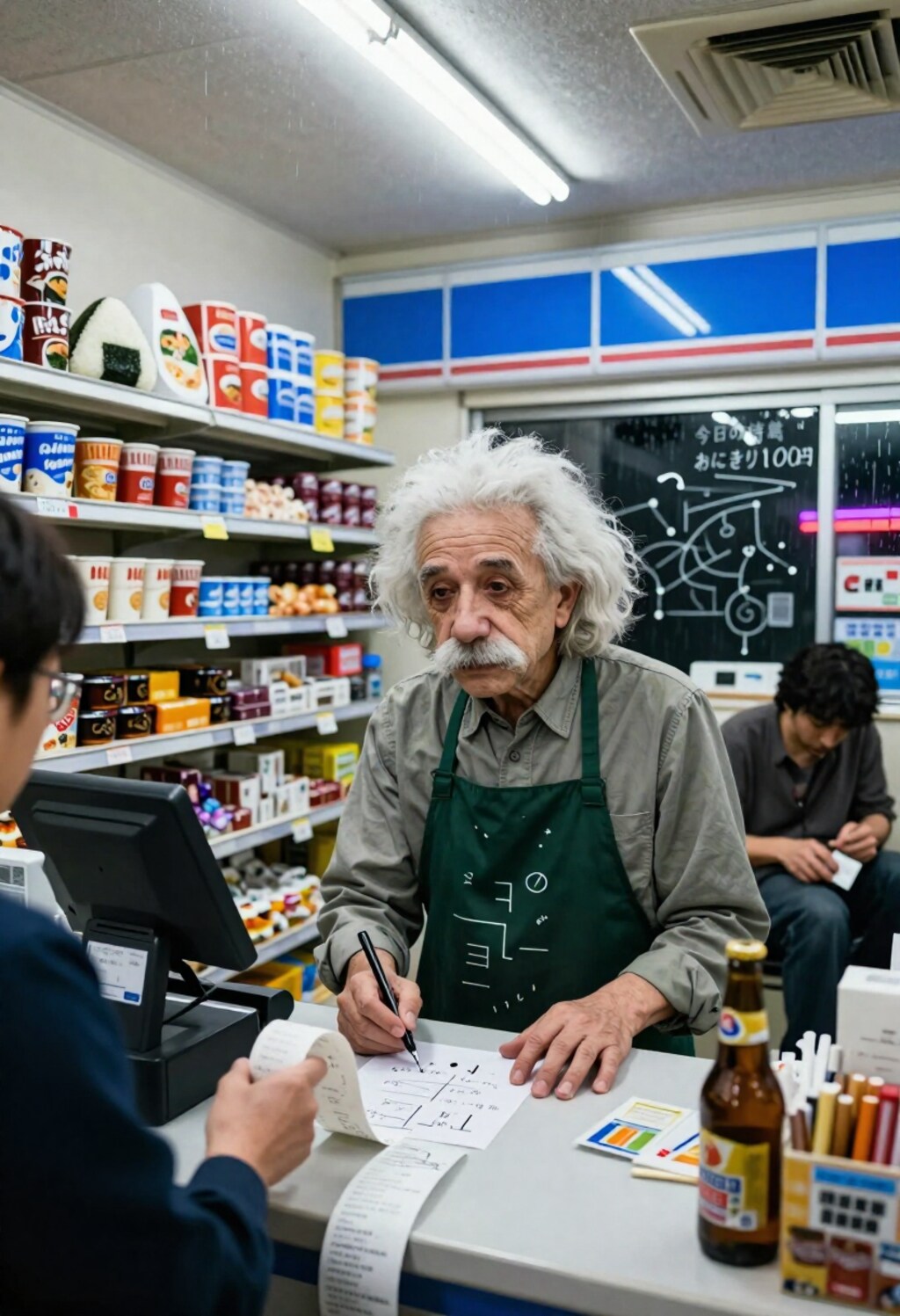 相対性理論の今日の特売：E=mc² + おにぎり100円引き