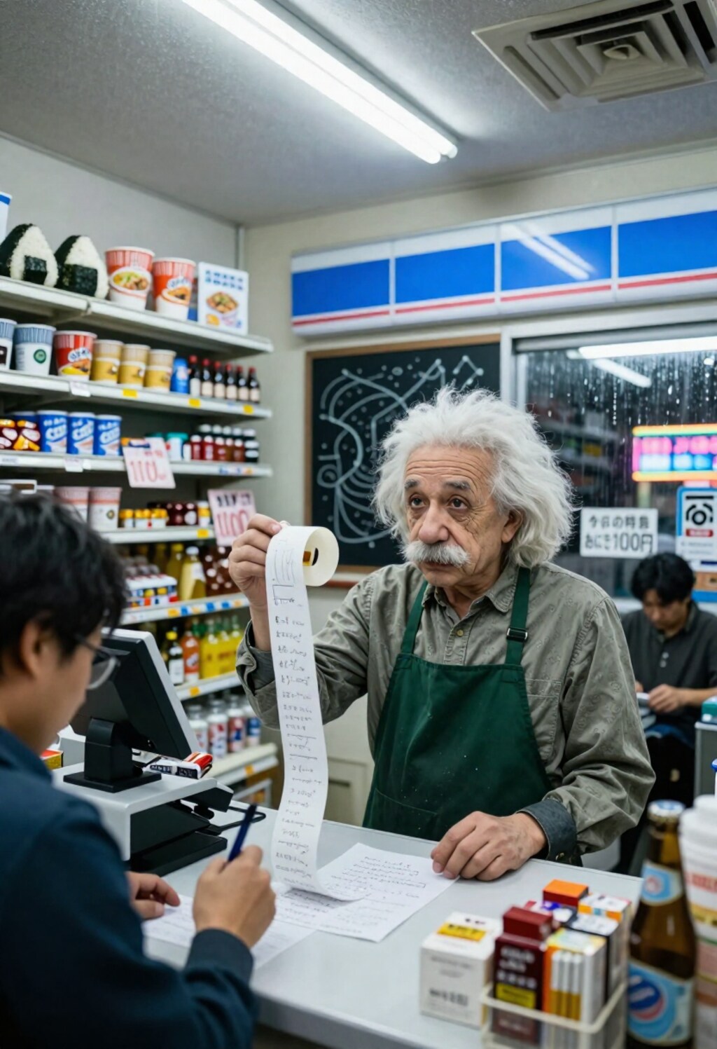 相対性理論の今日の特売：E=mc² + おにぎり100円引き