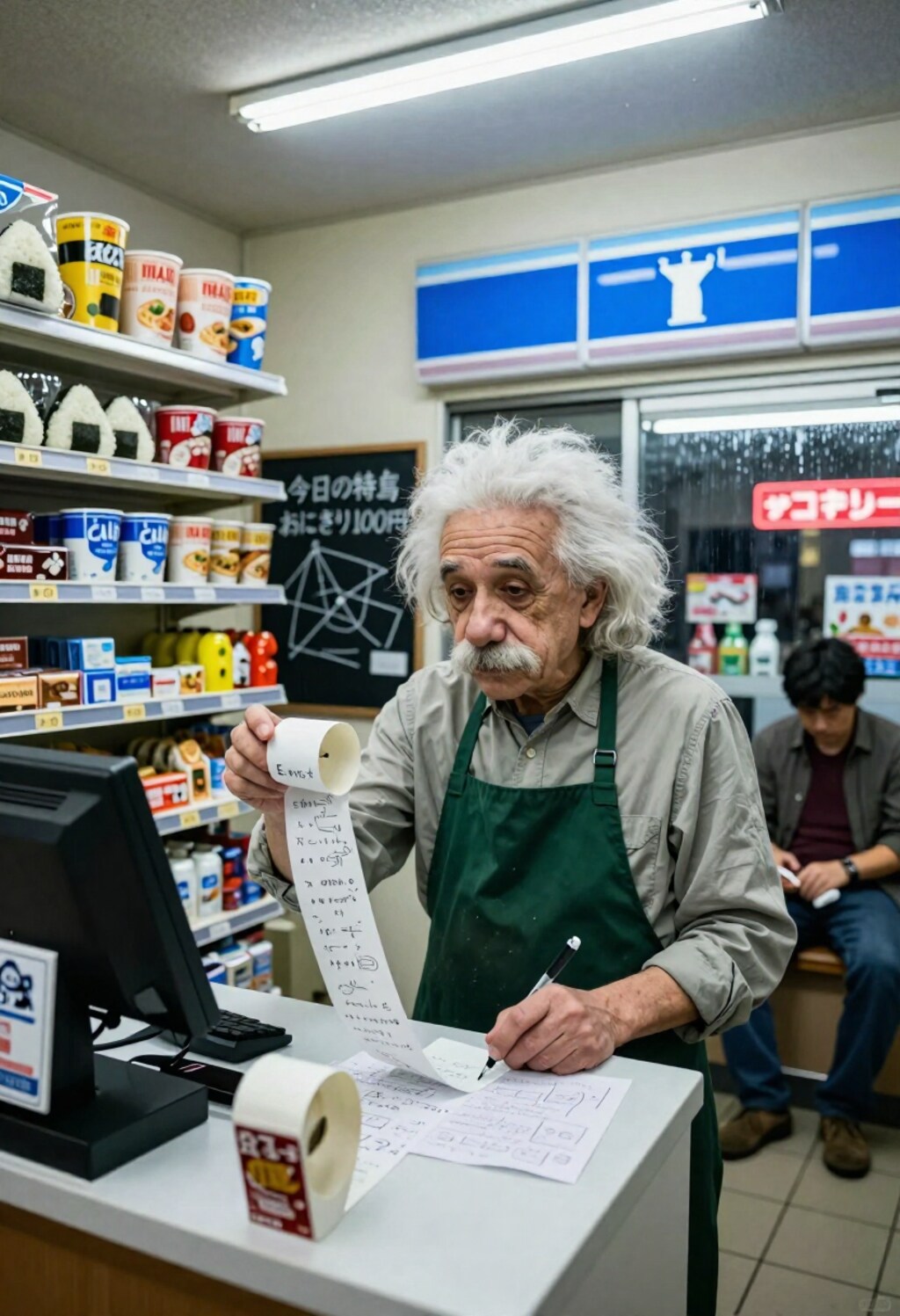 相対性理論の今日の特売：E=mc² + おにぎり100円引き