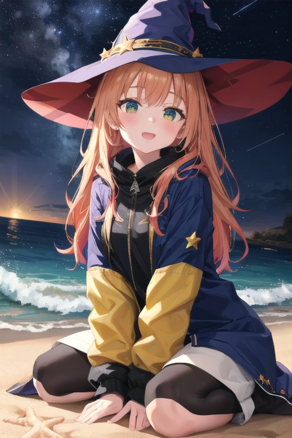 砂浜の魔女と星空