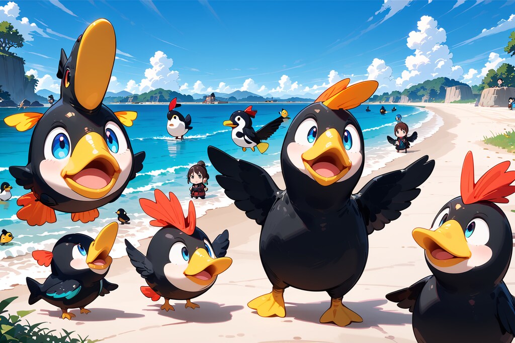 謎の鳥？魚？と人？と