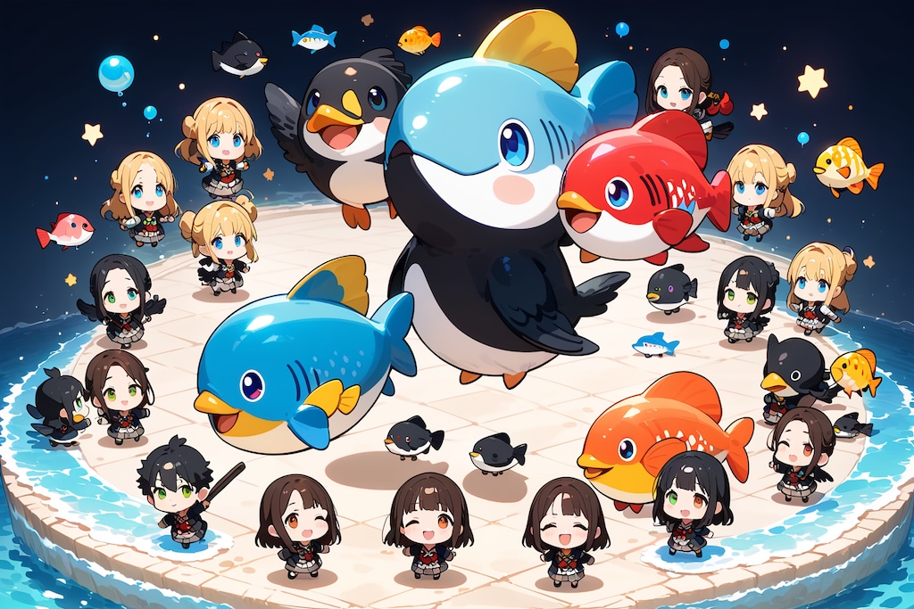 謎の鳥？魚？と人？と