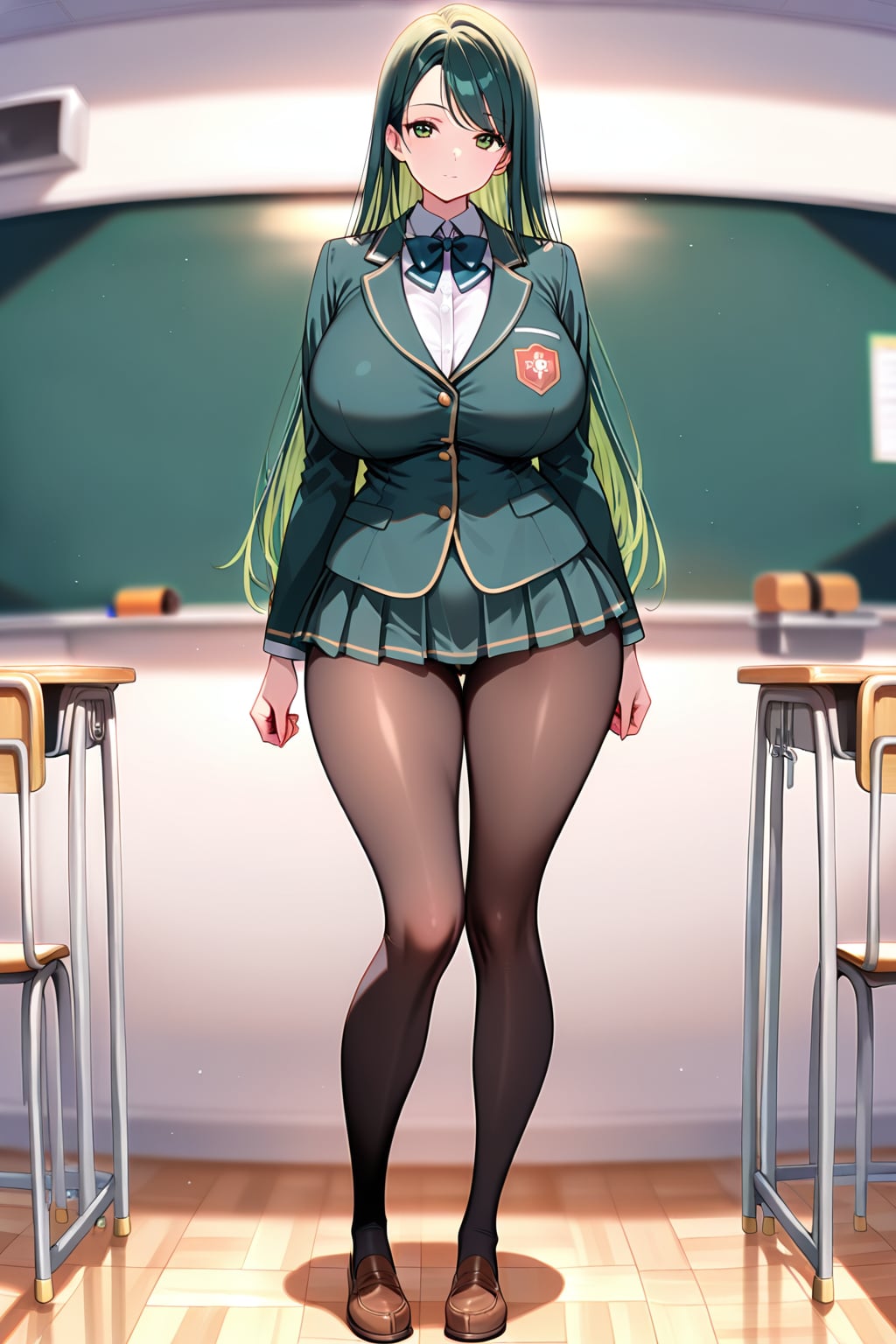 緑髪の女子高生