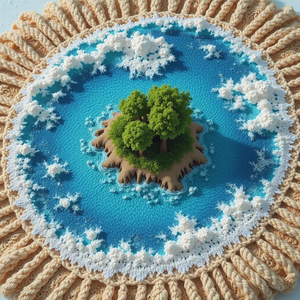 編み物で作った中島