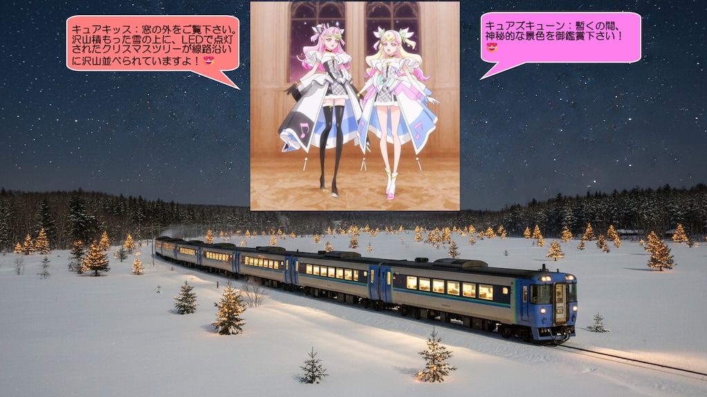 ズキューンとキッス、夜行列車でXmasプレゼントを披露する