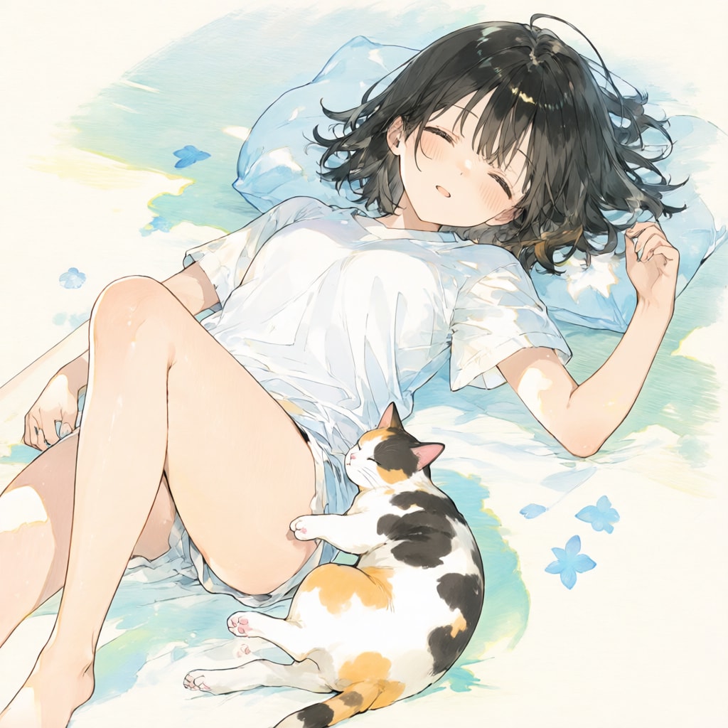 寝る子とネコ