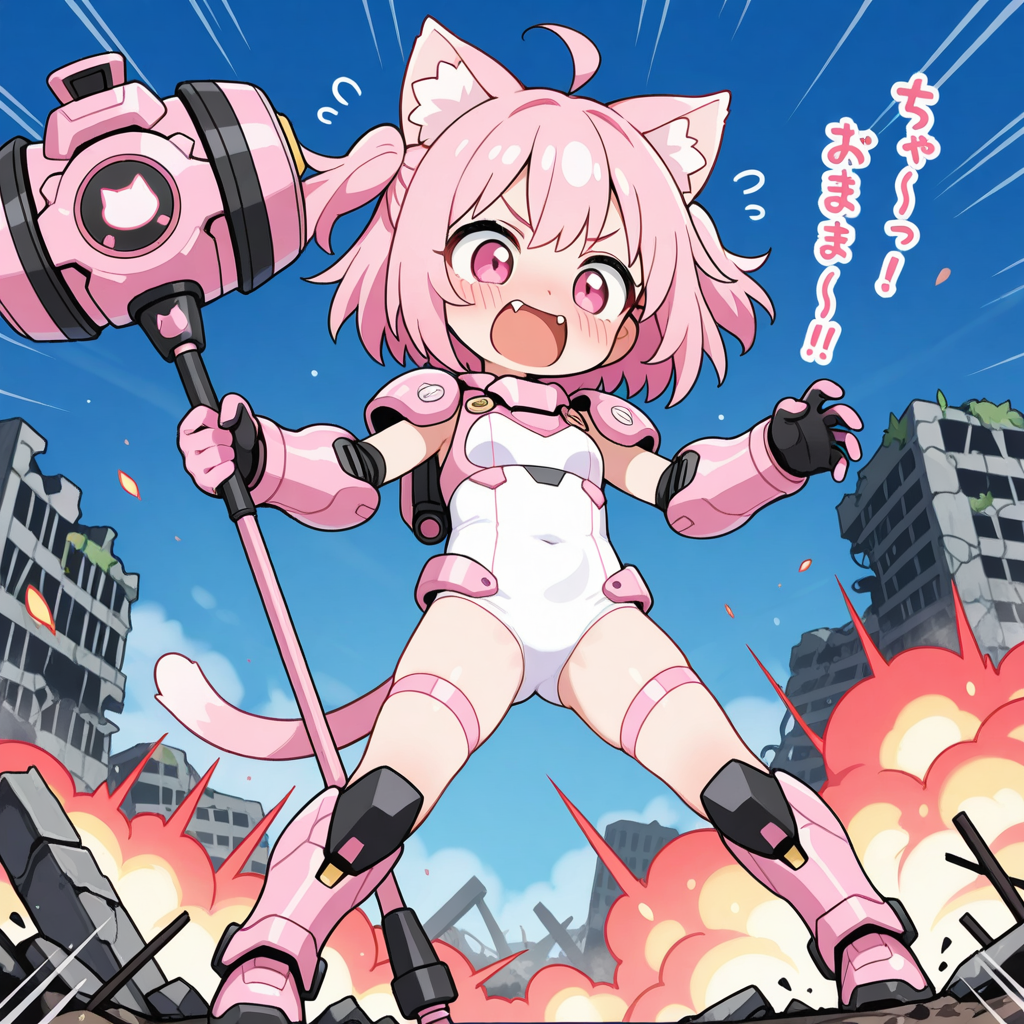 戦うぢょせい！！ねこちゃん！！
