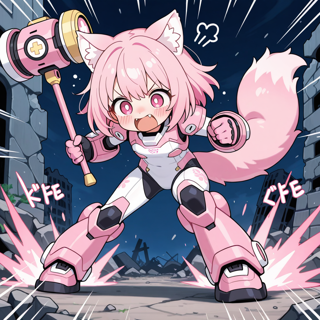 戦うぢょせい！！ねこちゃん！！